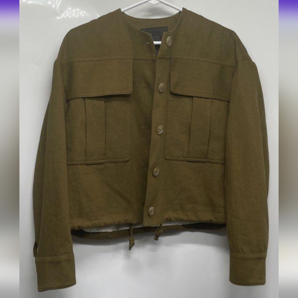 Zara Olive Green Utility Bomber Jacket